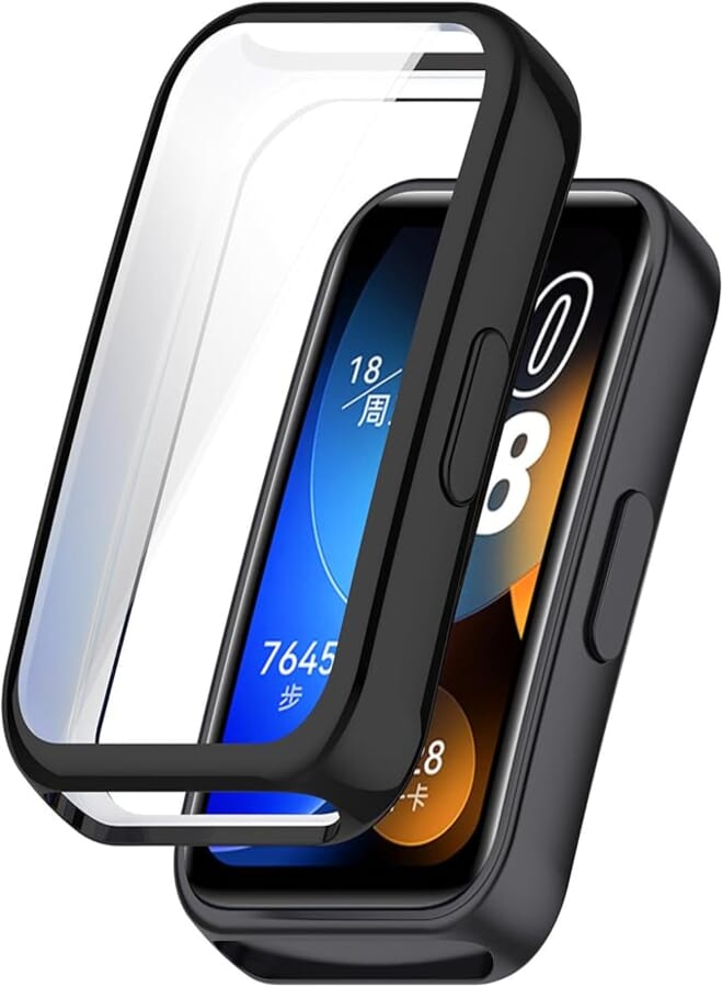 LOKEKE Compatible Compatible with Huawei Band 9 Protective Case Cover, Full Coverage TPU Protective Case Cover Shell Compatible with Huawei Band 9(Black)